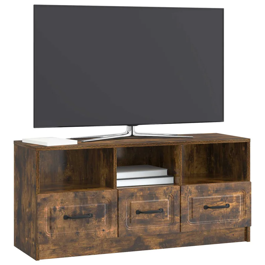 Meuble TV Chêne fumé 102 x 34,5 x 47 cm Bois d'ingénierie - 3