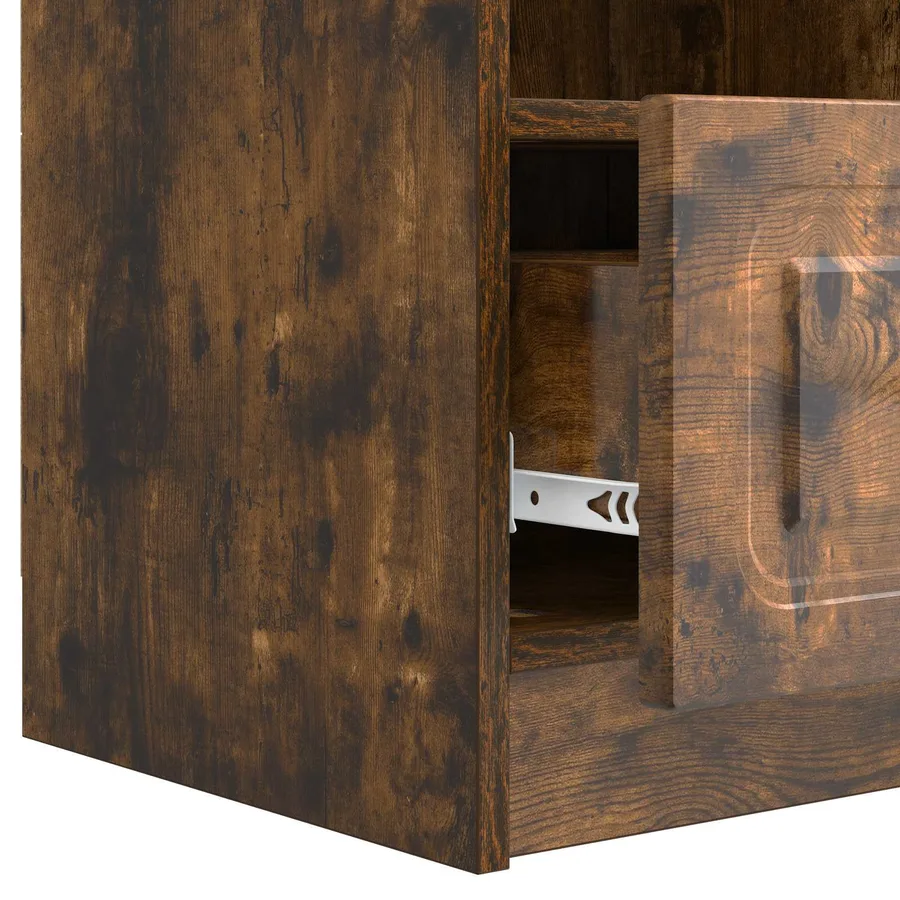 Meuble TV Chêne fumé 102 x 34,5 x 47 cm Bois d'ingénierie - 9