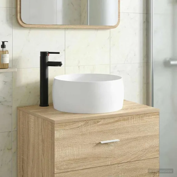 Lavabo de salle de bains Noir Mat 38,5 x 38,5 x 16 cm métal