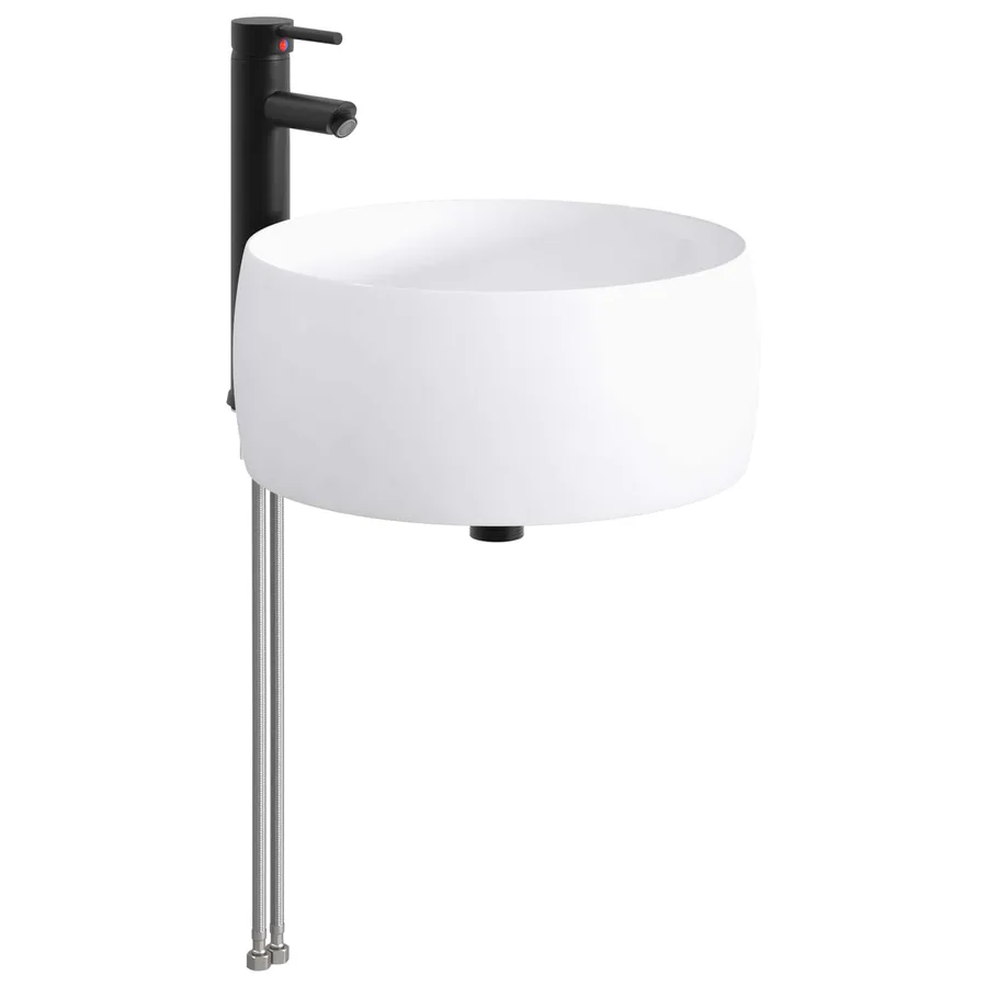 Lavabo de salle de bains Noir Mat 38,5 x 38,5 x 16 cm métal - 4