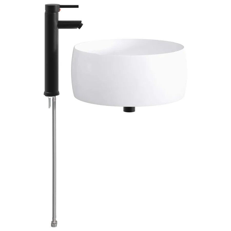 Lavabo de salle de bains Noir Mat 38,5 x 38,5 x 16 cm métal - 5