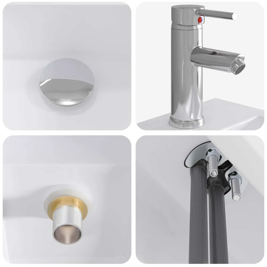 Lavabo de salle de bains Chrome 45,5 x 25,5 x 13 cm métal - 8