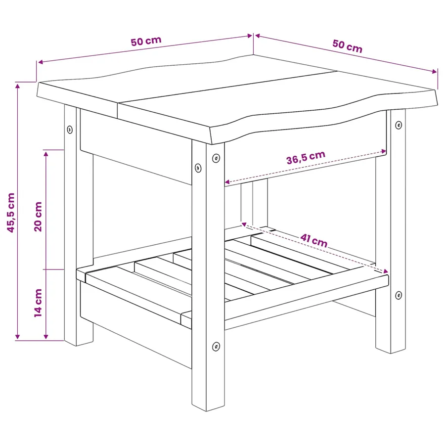 Table d'appoint EKAI Blanc 50 x 50 x 45,5 cm Bois de pin massif - 9