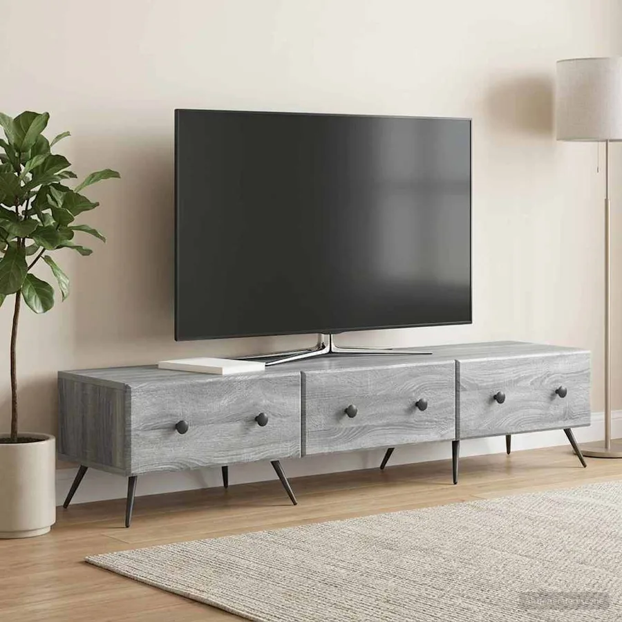 Meuble TV Sonoma gris 147 x 34,5 x 30 cm Bois d'ingénierie - 4