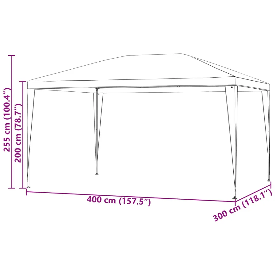 Tente de fête 400 x 300 x 255 cm Rouge PE et acier - 6