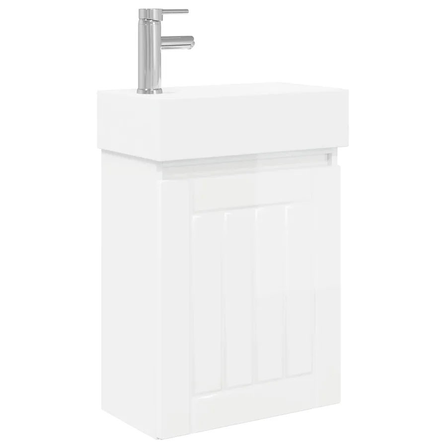 Meuble de salle de bain avec robinet Blanc brillant - 2