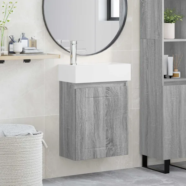 Meuble de salle de bain avec robinet Sonoma gris
