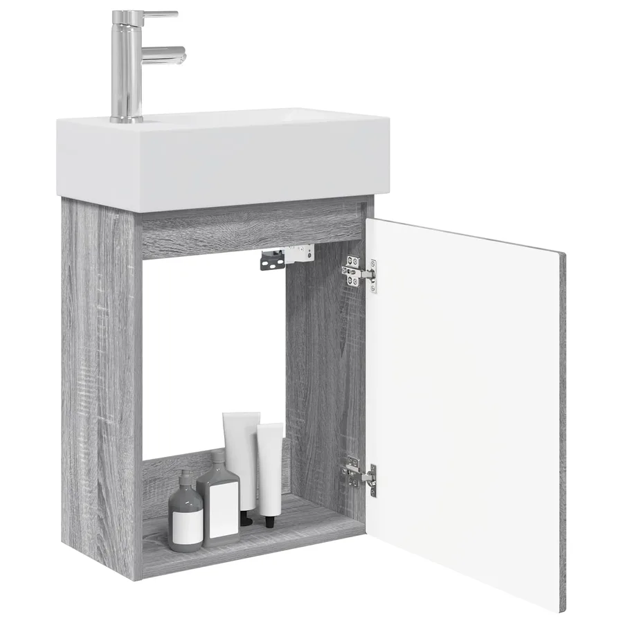 Meuble de salle de bain avec robinet Sonoma gris - 3