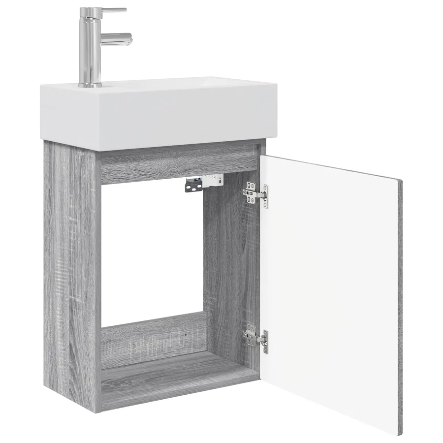 Meuble de salle de bain avec robinet Sonoma gris - 4