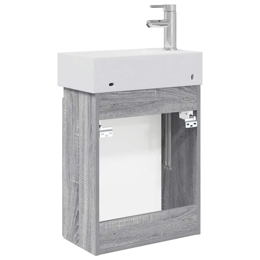Meuble de salle de bain avec robinet Sonoma gris - 7