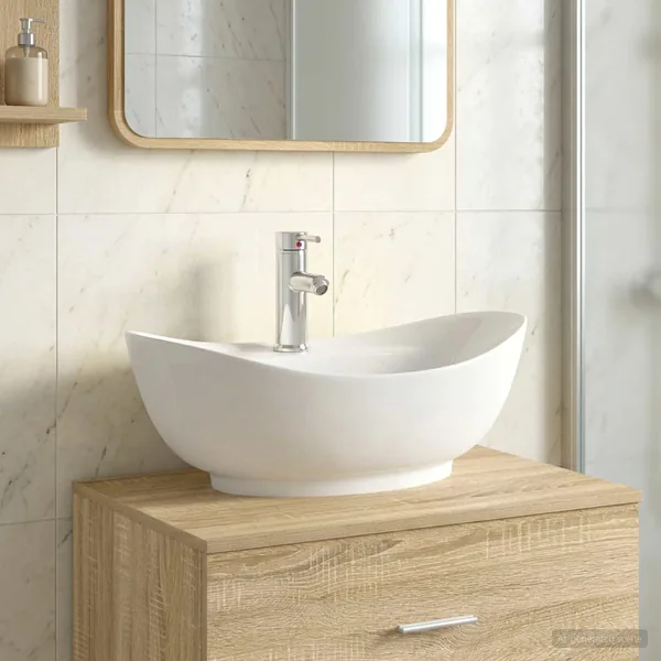 Lavabo de salle de bains Chrome 59 x 35 x 21 cm métal
