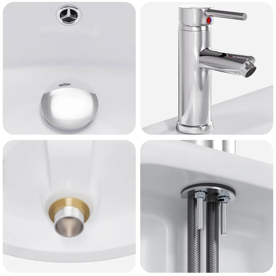 Lavabo de salle de bains Chrome 59 x 35 x 21 cm métal - 8