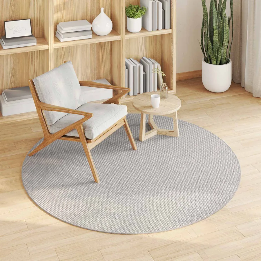 Tapis de surface Rond LUGO Crème et gris Ø 200 CM Polyester - 3