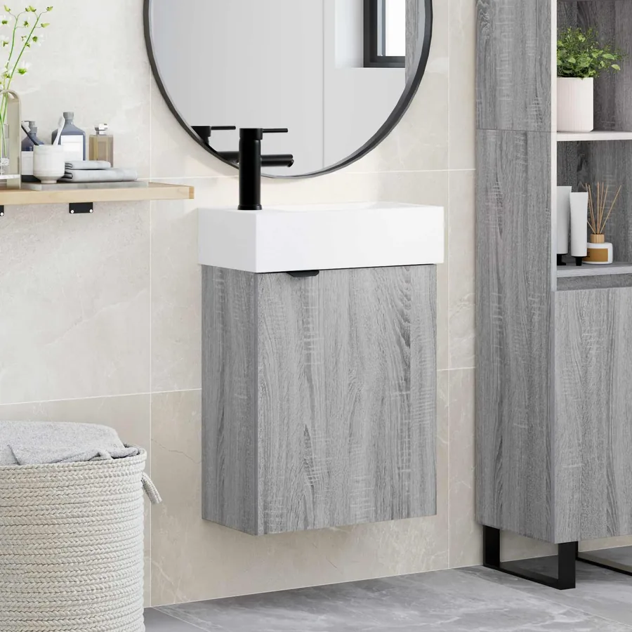 Meuble de salle de bain avec robinet Sonoma gris