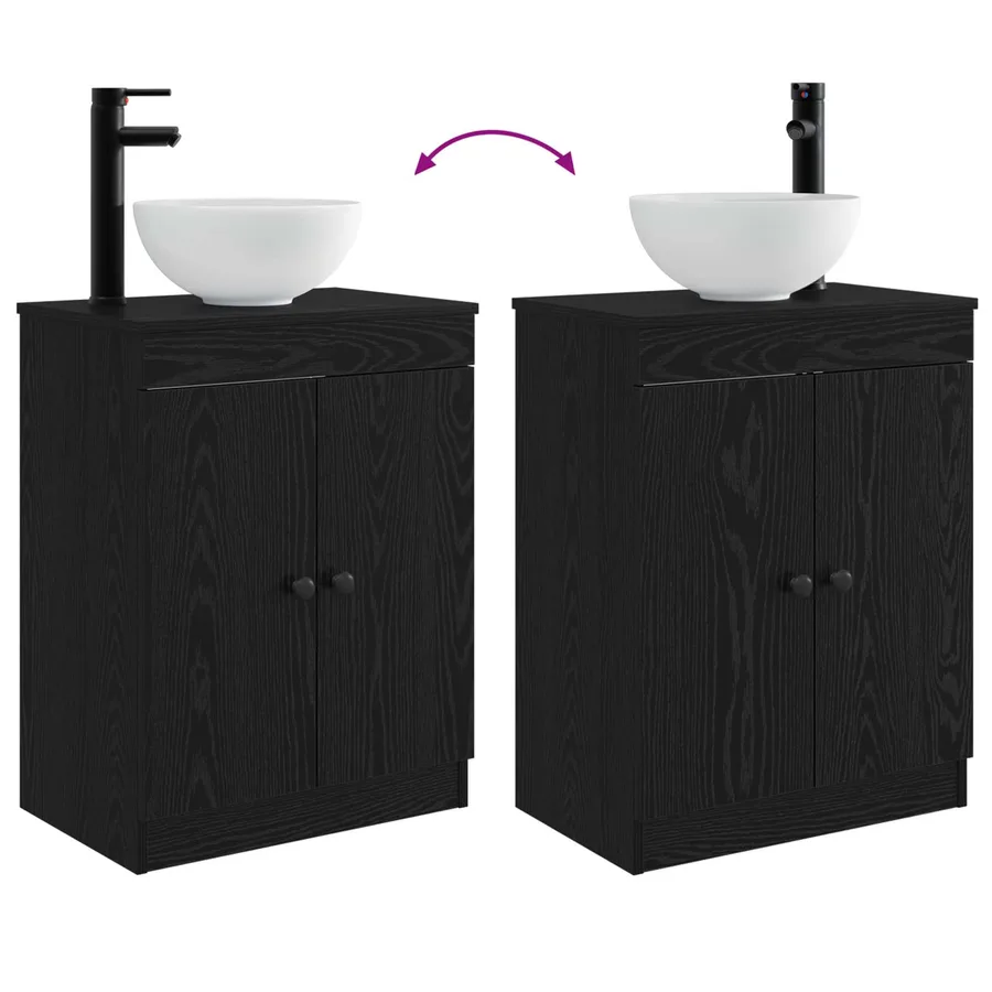 Meuble de salle de bain avec évier Noir 54 x 35 x 83 cm - 8