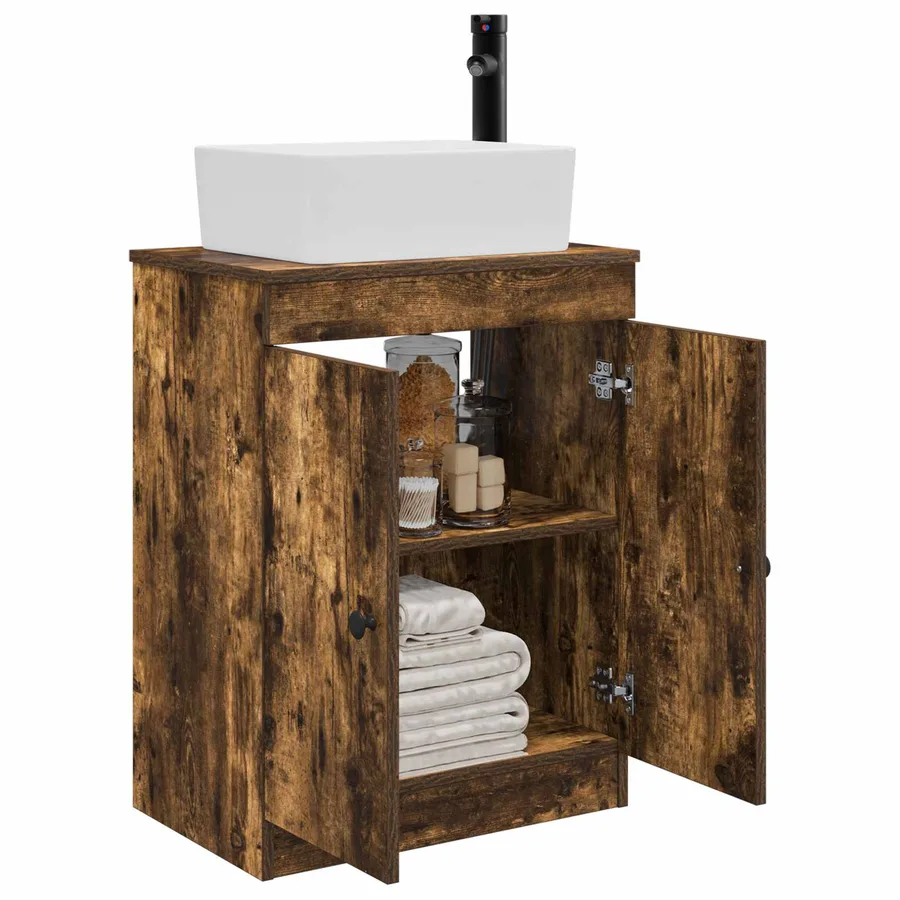 Meuble de salle de bain avec évier Chêne fumé 54 x 35 x 83 cm - 3