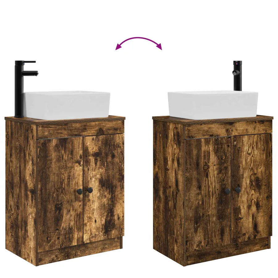 Meuble de salle de bain avec évier Chêne fumé 54 x 35 x 83 cm - 9