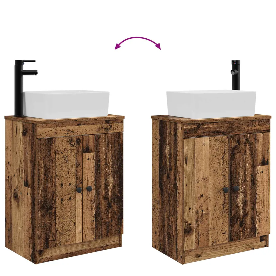 Meuble de salle de bain avec évier Bois ancien 54 x 35 x 83 cm - 9