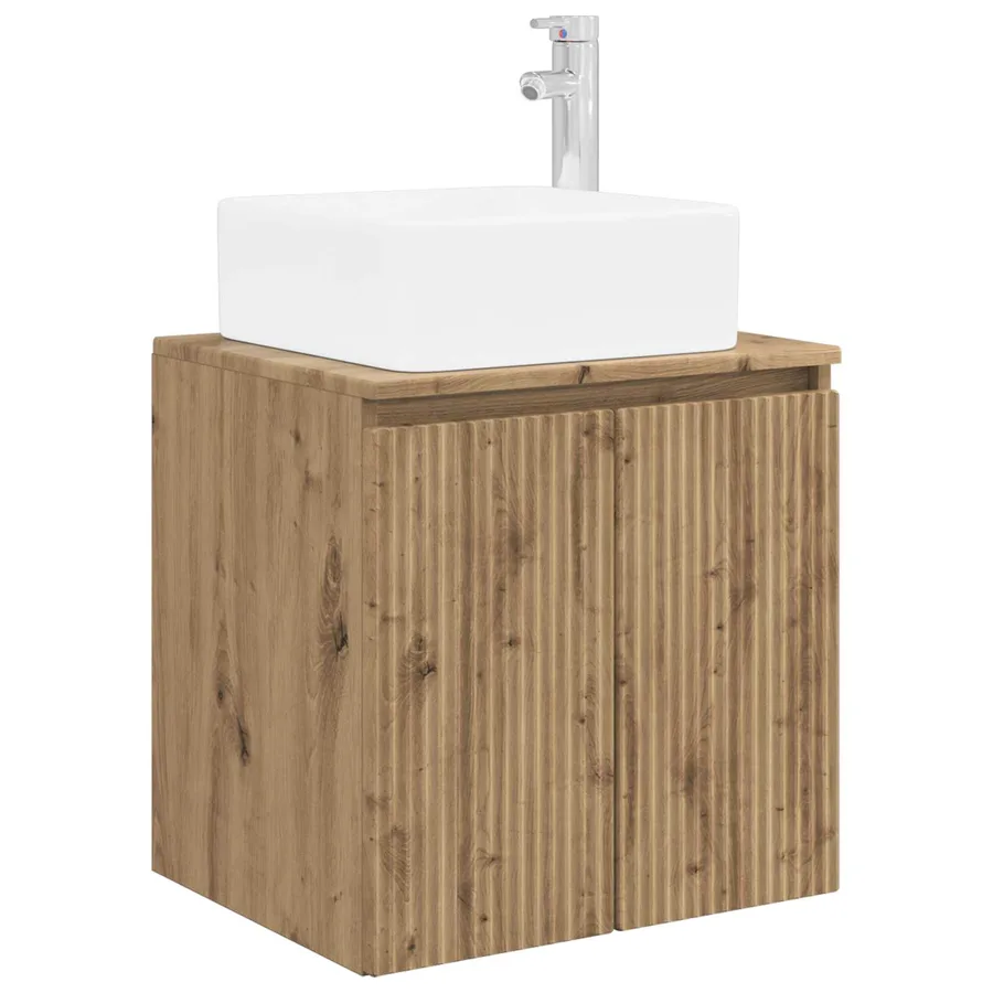 Vanité de lavabo mural Chêne artisanal 53 x 35 x 63 cm - 2