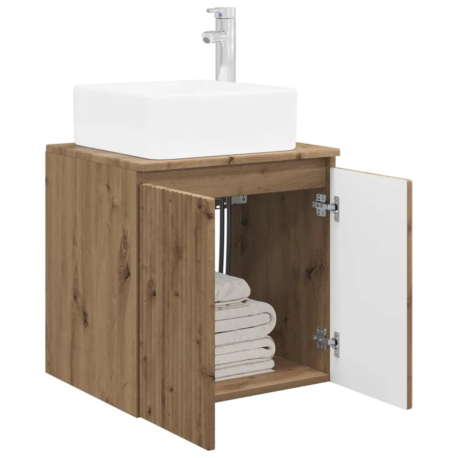 Vanité de lavabo mural Chêne artisanal 53 x 35 x 63 cm - 3