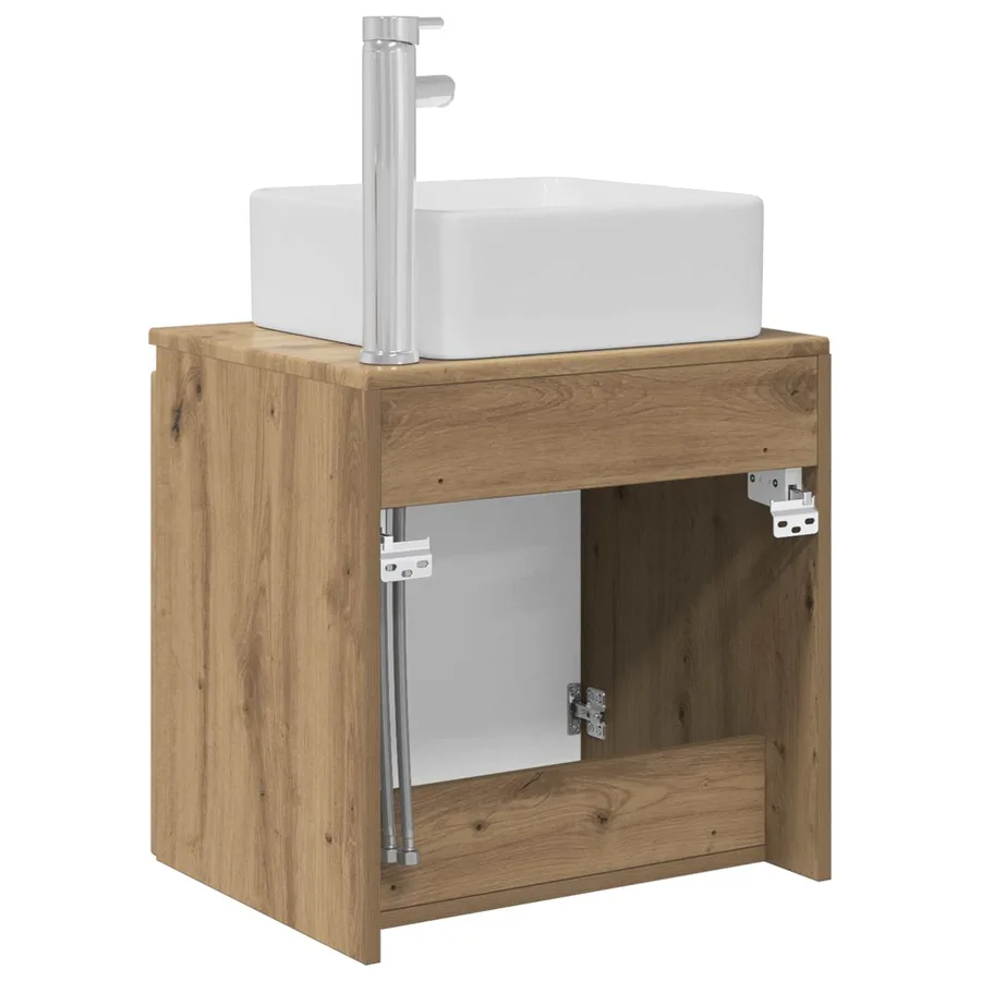 Vanité de lavabo mural Chêne artisanal 53 x 35 x 63 cm - 5