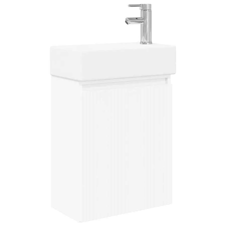 Meuble de salle de bain avec robinet Blanc 45,5 x 22,5 x 84 cm - 2