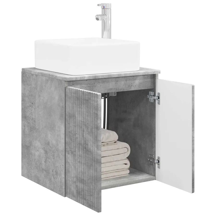 Vanité de lavabo mural Gris béton 53 x 35 x 63 cm - 3