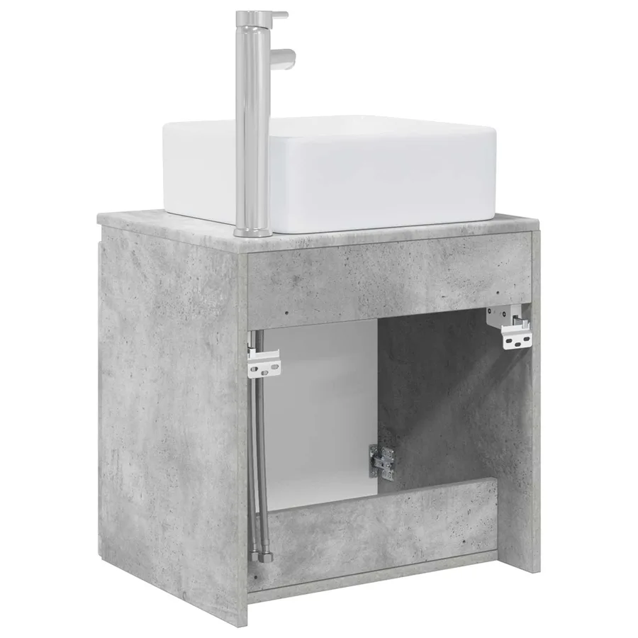 Vanité de lavabo mural Gris béton 53 x 35 x 63 cm - 5