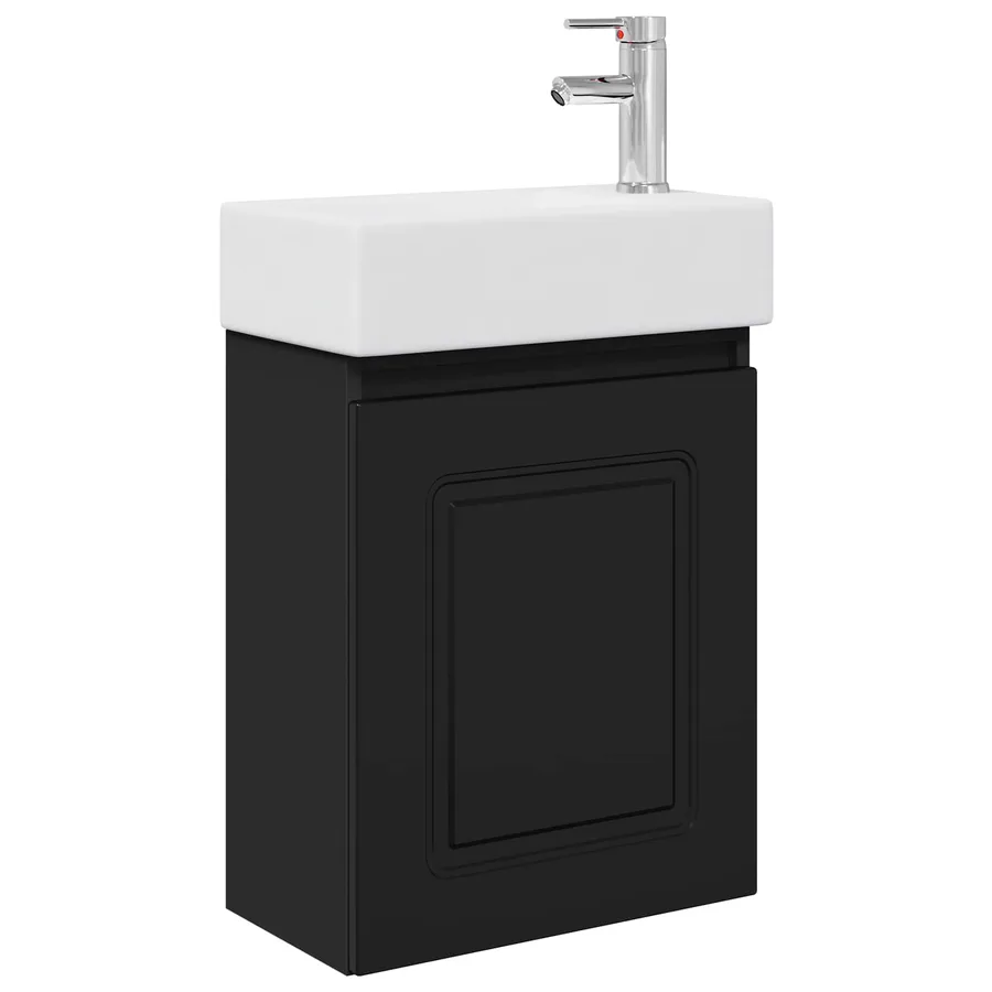 Meuble de salle de bain avec robinet Noir 45,5 x 22,5 x 84 cm - 2