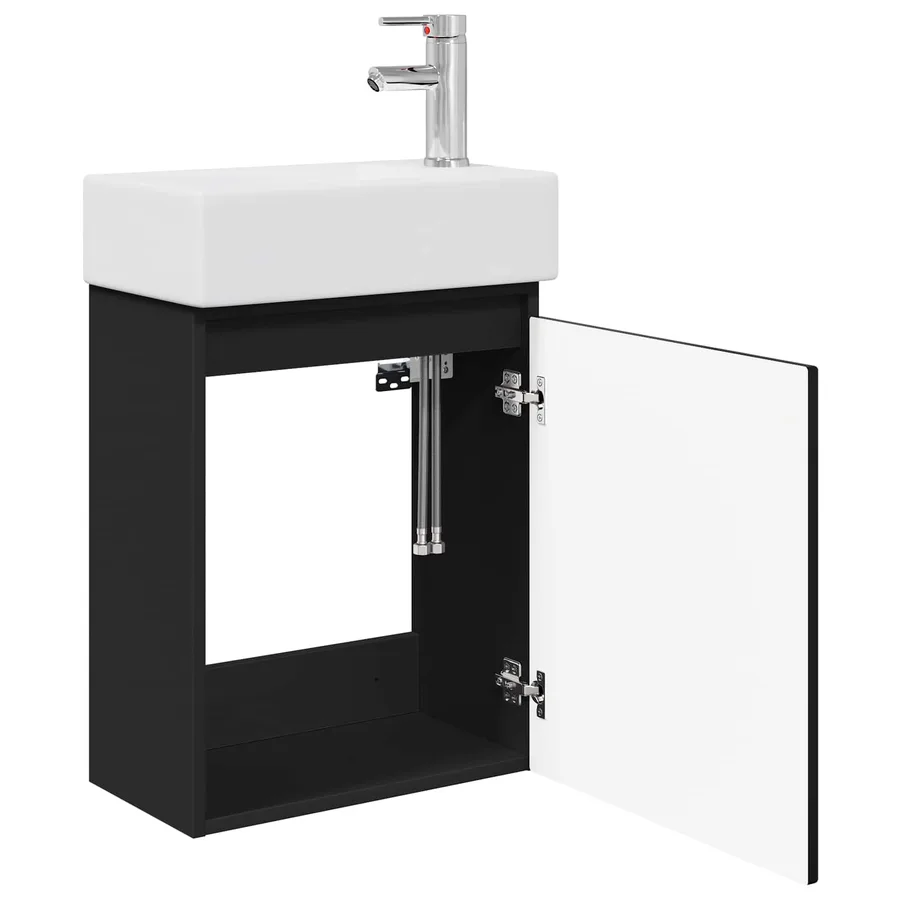 Meuble de salle de bain avec robinet Noir 45,5 x 22,5 x 84 cm - 4