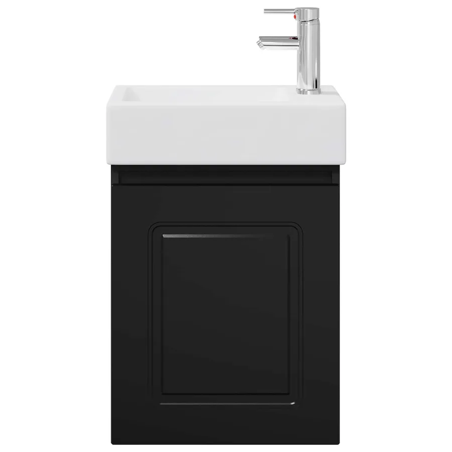 Meuble de salle de bain avec robinet Noir 45,5 x 22,5 x 84 cm - 5
