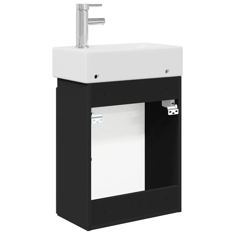 Meuble de salle de bain avec robinet Noir 45,5 x 22,5 x 84 cm - 7