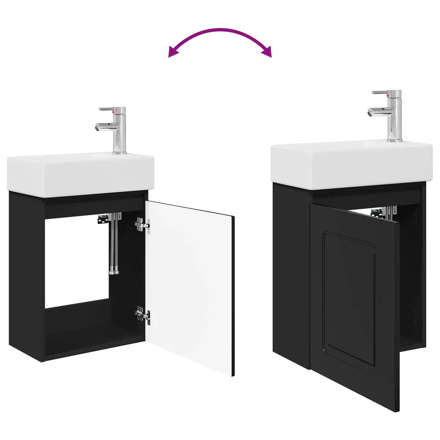 Meuble de salle de bain avec robinet Noir 45,5 x 22,5 x 84 cm - 9