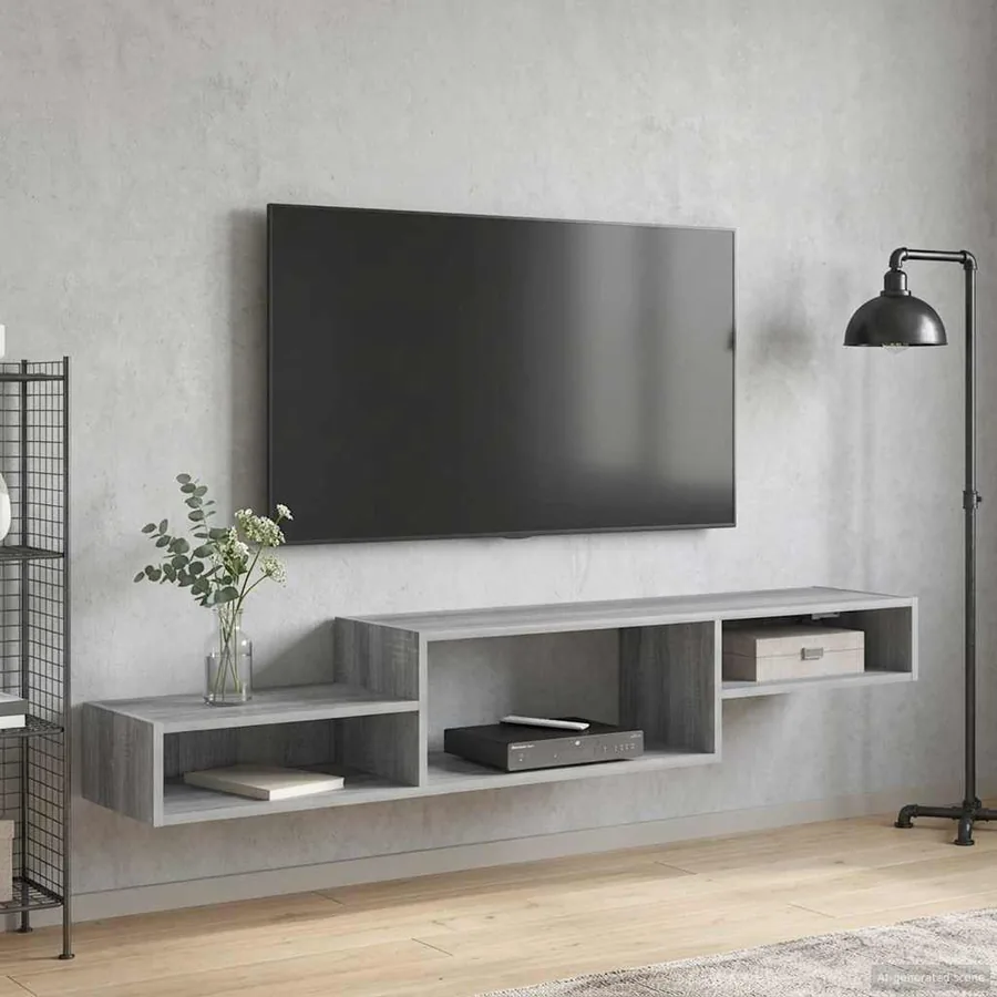 Meuble TV mural Montage mural Sonoma gris 150 x 28 x 26 cm