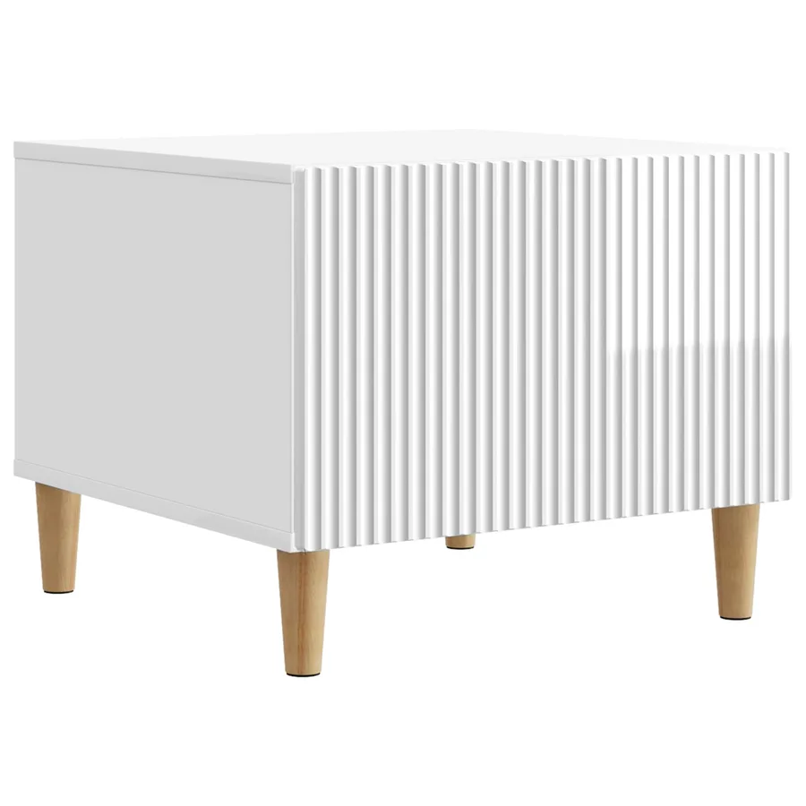 Table basse Blanc brillant 49 x 50 x 40 cm Bois d'ingénierie - 2