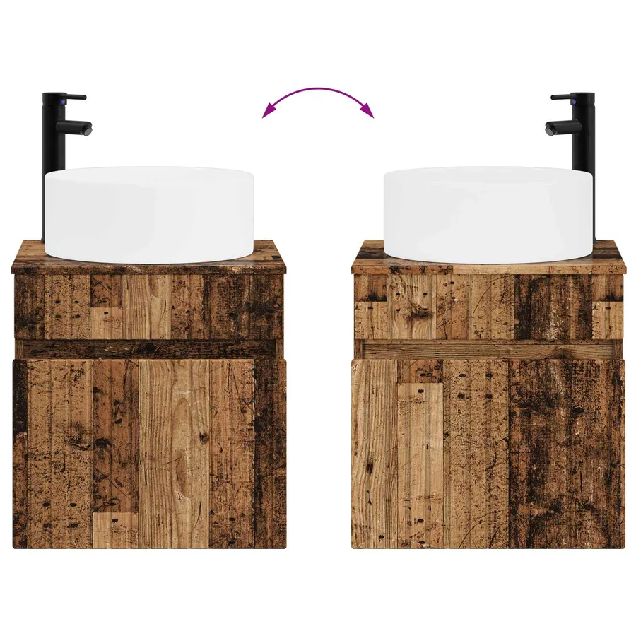 Meuble de lavabo mural Bois ancien 49 x 44,5 x 65,5 cm - 7