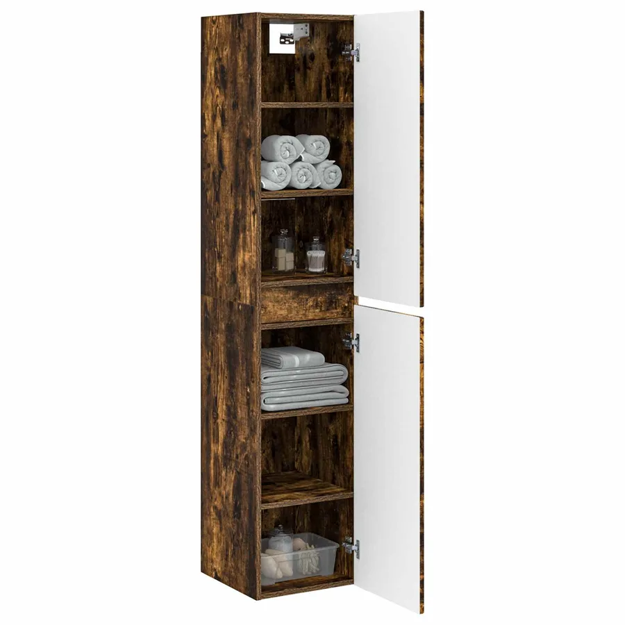 Cabinet de Salle de Bain Mural Chêne fumé 33 x 34,5 x 160 cm - 3