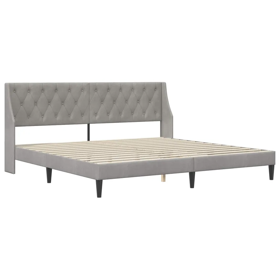 Cadre de lit avec tête de lit Gris clair 200 x 200 cm Velours - 3