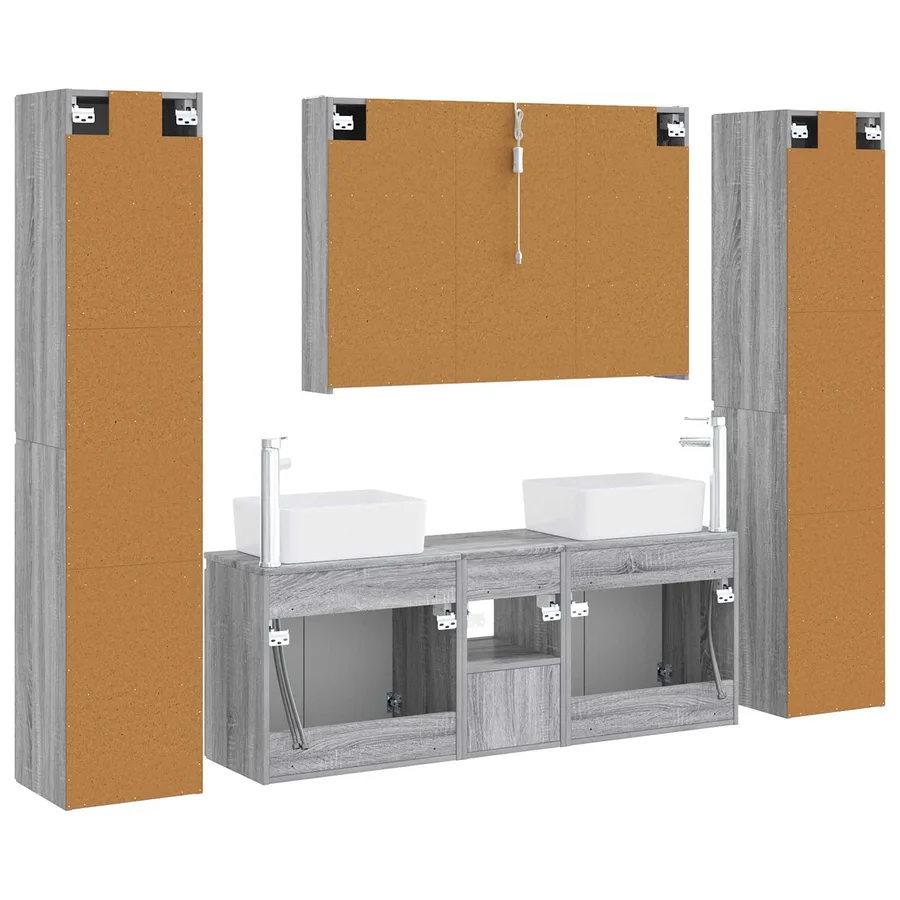 Ensemble de mobilier de salle de bain 6 pcs Sonoma gris - 9