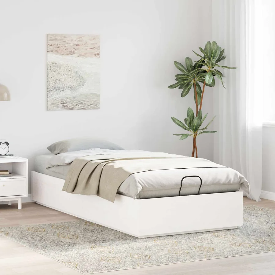 Cadre de lit ottoman avec rangement Blanc 75 x 190 cm - 4