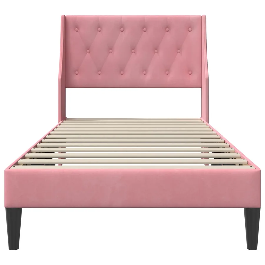 Cadre de lit avec tête de lit Rose 90 x 200 cm Velours - 4