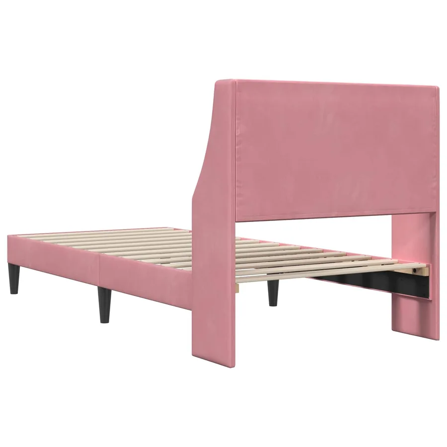Cadre de lit avec tête de lit Rose 90 x 200 cm Velours - 6