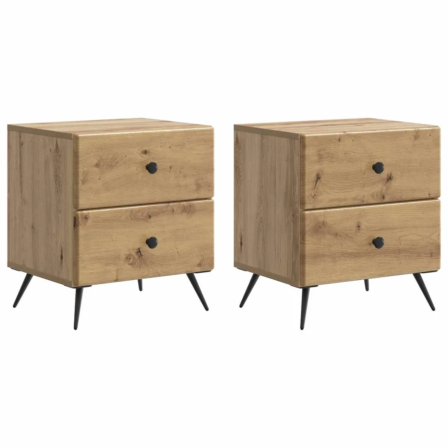 Cabinet de chevet 2 pc Chêne artisanal 43 x 34,5 x 47,5 cm - 2