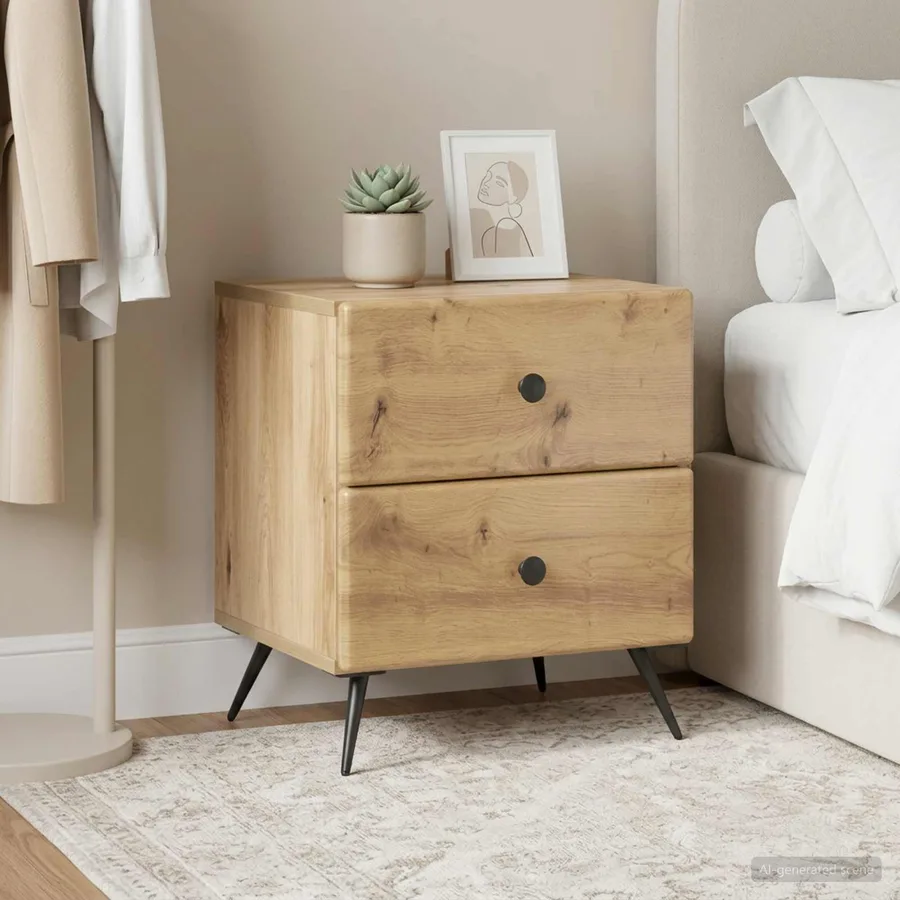 Cabinet de chevet 2 pc Chêne artisanal 43 x 34,5 x 47,5 cm - 4