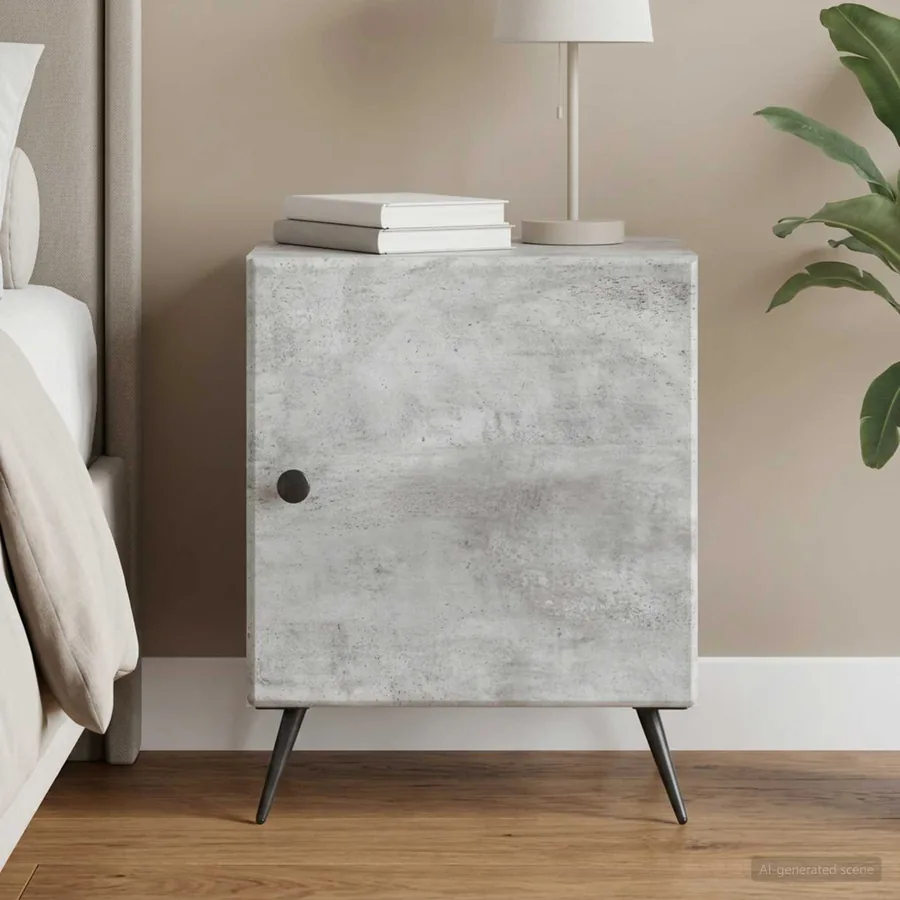 Cabinet de chevet Gris béton 43 x 34,5 x 50 cm