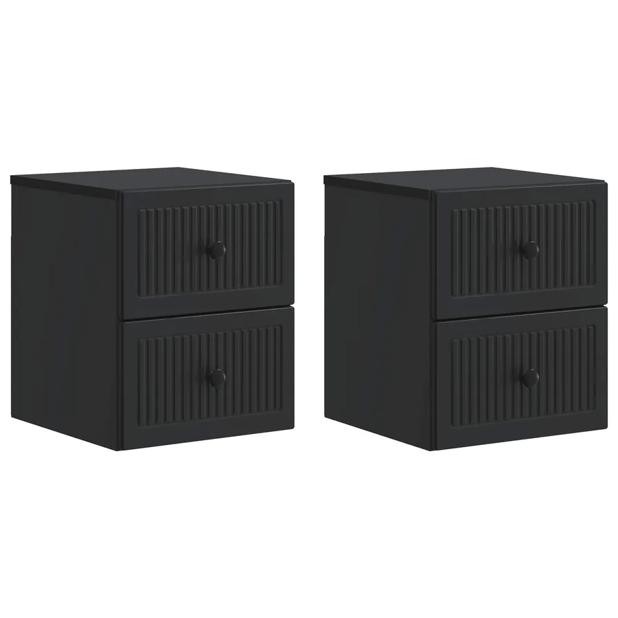 Cabinet de chevet mural 2 pcs Noir 33 x 34,5 x 40 cm - 2