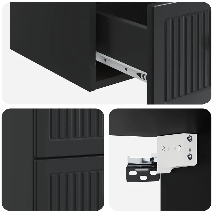 Cabinet de chevet mural 2 pcs Noir 33 x 34,5 x 40 cm - 8