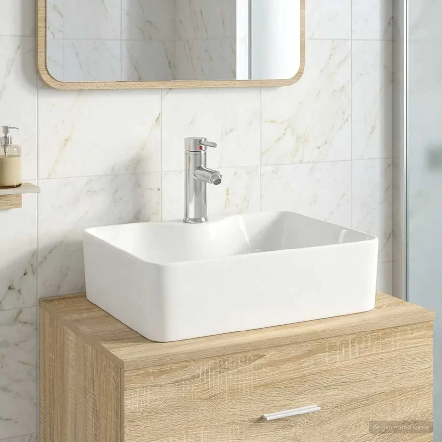 Lavabo de salle de bains Chrome 48,5 x 37,5 x 13 cm métal