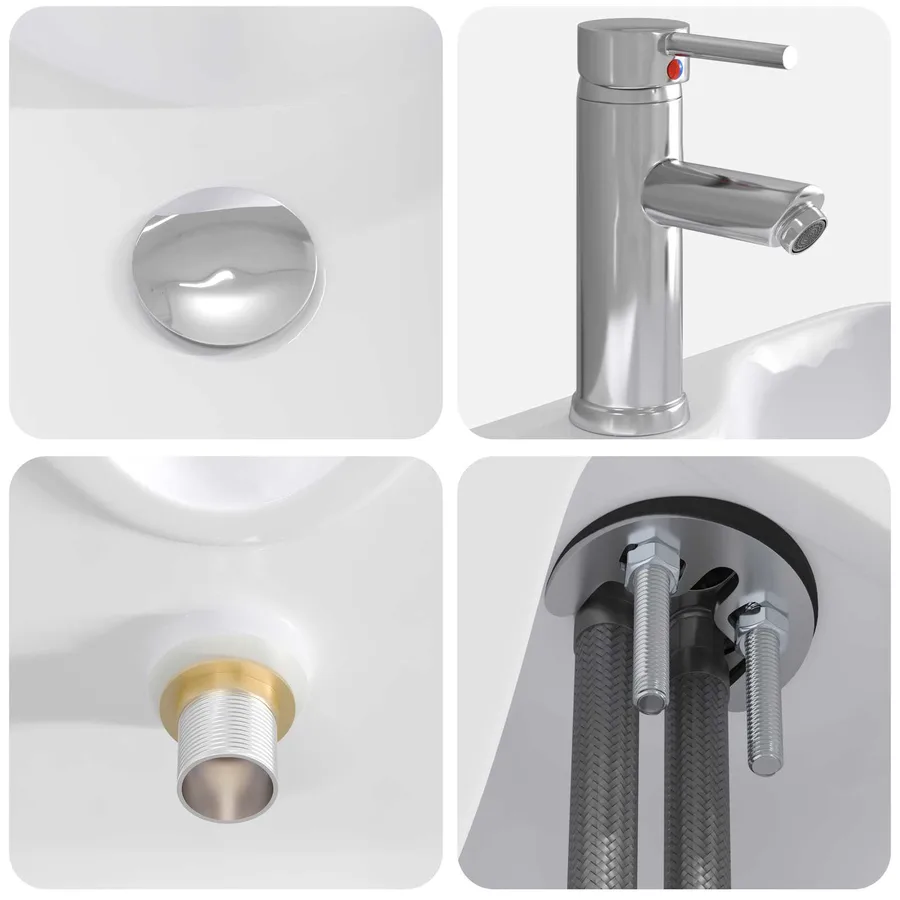 Lavabo de salle de bains Chrome 48,5 x 37,5 x 13 cm métal - 8