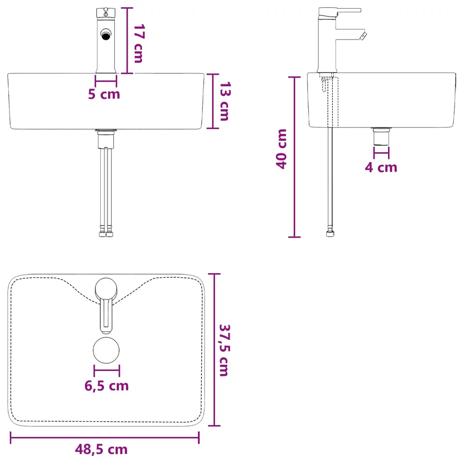 Lavabo de salle de bains Chrome 48,5 x 37,5 x 13 cm métal - 9